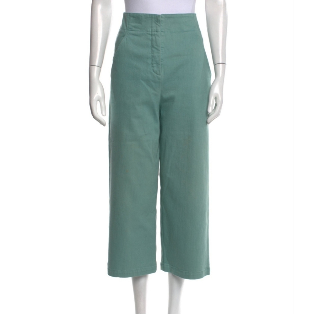 TIBI Women's Green High-Waist, Wide-leg Pants, Size 4